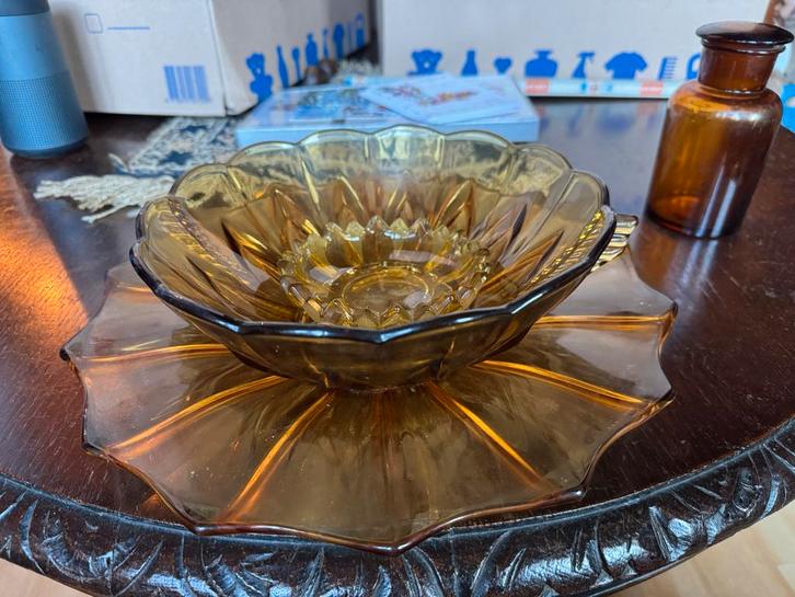 Brocante Amberkleurig Glaswerk - Dordrecht, Antiek en Kunst, Antiek | Glas en Kristal, Ophalen