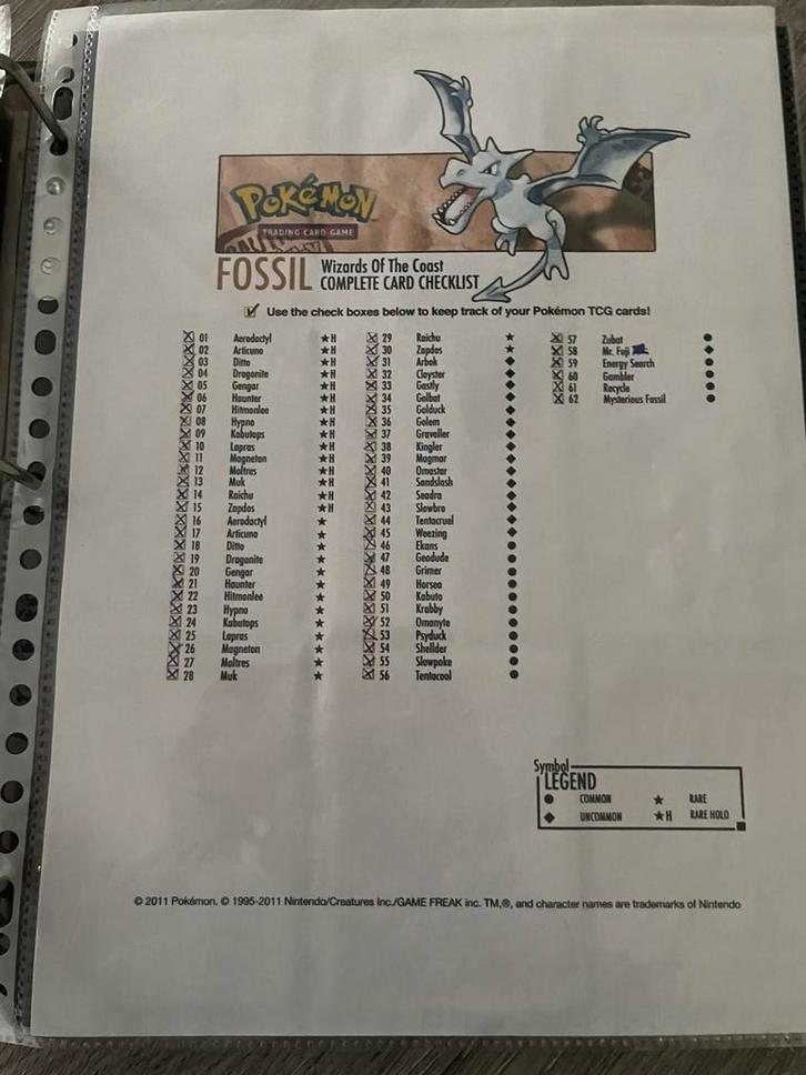 Fossil Vintage Wotc complete set, Hobby en Vrije tijd, Verzamelkaartspellen | Pokémon, Zo goed als nieuw, Meerdere kaarten, Foil