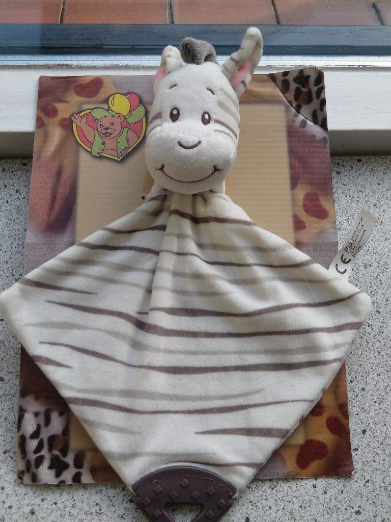 Knuffeldoek zebra zebrapaard merk PIA Soft Toys met bijtstuk, Ophalen of Verzenden, Nieuw, Overige typen