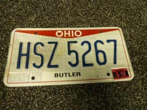 Kentekenplaat licenseplate Ohio Butler USA, Verzamelen, Verzenden, Gebruikt, Auto's