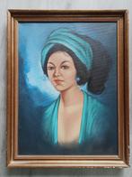 1960 - Portret Jonge vrouw met blauwe haarband - Gesigneerd, Ophalen of Verzenden