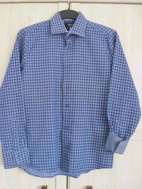 Gedessineerd overhemd Mt M (DO&CO), Kleding | Heren, Overhemden, Zo goed als nieuw, Halswijdte 41/42 (L), Blauw, Ophalen of Verzenden