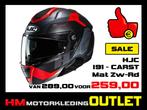 Motorhelm HJC I91 Carst - Mat Zwart-Rood - Systeemhelm I 91, Motoren, Kleding | Motorhelmen, Info@huybersmotoren.nl, Systeemhelm