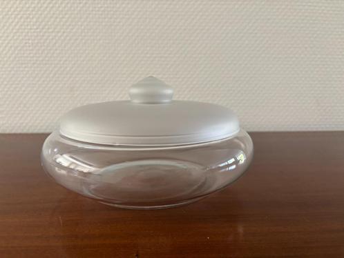 Vintage koektrommel met gematteerd deksel Leerdam J. Boon., Antiek en Kunst, Antiek | Glas en Kristal, Ophalen of Verzenden