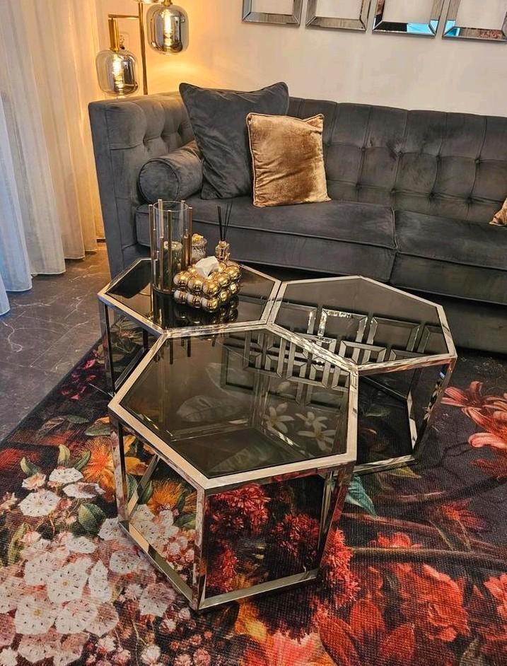 Richmond set Salontafels, Huis en Inrichting, Tafels | Salontafels, Zo goed als nieuw, Minder dan 50 cm, 50 tot 100 cm, Rond, Glas