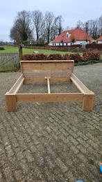 Houten bedombouw 180x200 met boekensteun, Ophalen, Beige, Steigerhout, Tweepersoons