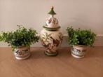 Kast stel vaas met deksel en ploempotjes, Antiek en Kunst, Antiek | Porselein, Ophalen of Verzenden