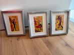 Set van 3 ingelijste kunstwerken – Dansende koppels, Ophalen of Verzenden