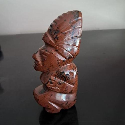 Steen inca / maya beeldje. Rode Obsidian, Antiek en Kunst, Kunst | Niet-Westerse kunst, Ophalen of Verzenden