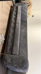 twee blauwe en grijze chesterfield fauteuils, 250 tot 300 cm, Hoekbank, 75 tot 100 cm, Ophalen of Verzenden