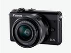Canon EOS M100 Zwart + 15-45mm f/3.5-6.3 Zwart NIEUW, Audio, Tv en Foto, Fotocamera's Digitaal, Spiegelreflex, Canon, Nieuw, Ophalen of Verzenden