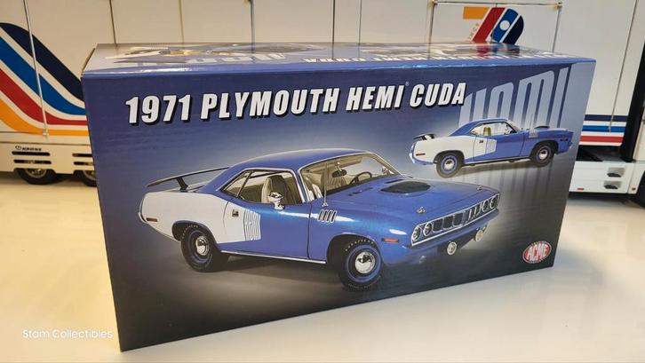 ACME Plymouth Hemi Barracuda Blue - 1971, Hobby en Vrije tijd, Modelauto's | 1:18, Nieuw, Auto, Overige merken, Ophalen of Verzenden