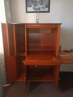Houten secretaire kast met rolluik, Ophalen, Eikenhout, 70 tot 120 cm, Klassiek