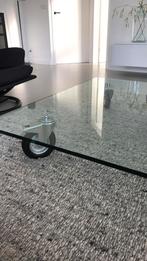 Industriële Glazen tafel met wielen, Minder dan 50 cm, Glas, Ophalen of Verzenden, Zo goed als nieuw