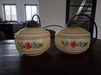 Vintage Lampen met Bloemmotief - Set van 2, Ophalen of Verzenden, Gebruikt, Glas, Minder dan 50 cm