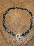 Echt parel collier met zilveren sluiting - 45 cm, Sieraden, Tassen en Uiterlijk, Kettingen, Zwart, Ophalen of Verzenden, Zo goed als nieuw