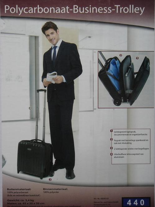 Polycarbonaat Business Trolly Zwart - NIEUW/ONGEBRUIKT !!!, Sieraden, Tassen en Uiterlijk, Koffers, Nieuw, Hard kunststof, Minder dan 50 cm