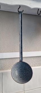 Laaks Brocante, emaille pollepel grijsgewolkt, Antiek en Kunst, Antiek | Emaille, Ophalen of Verzenden