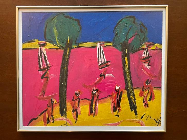 Peter Robert Keil Zijlboten abstract en kleurijk schilderij, Antiek en Kunst, Kunst | Schilderijen | Modern, Ophalen