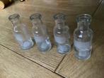 Vintage 4 glazen melkmonsterflesjes, Ophalen of Verzenden
