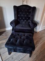 Oorfauteuil met hocker zwart, Stof, Zo goed als nieuw, Ophalen