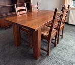 Complete houten eethoek / tafel met 4 stoelen, Huis en Inrichting, Complete eetkamers, Ophalen, Zo goed als nieuw, 4 tot 6 stoelen
