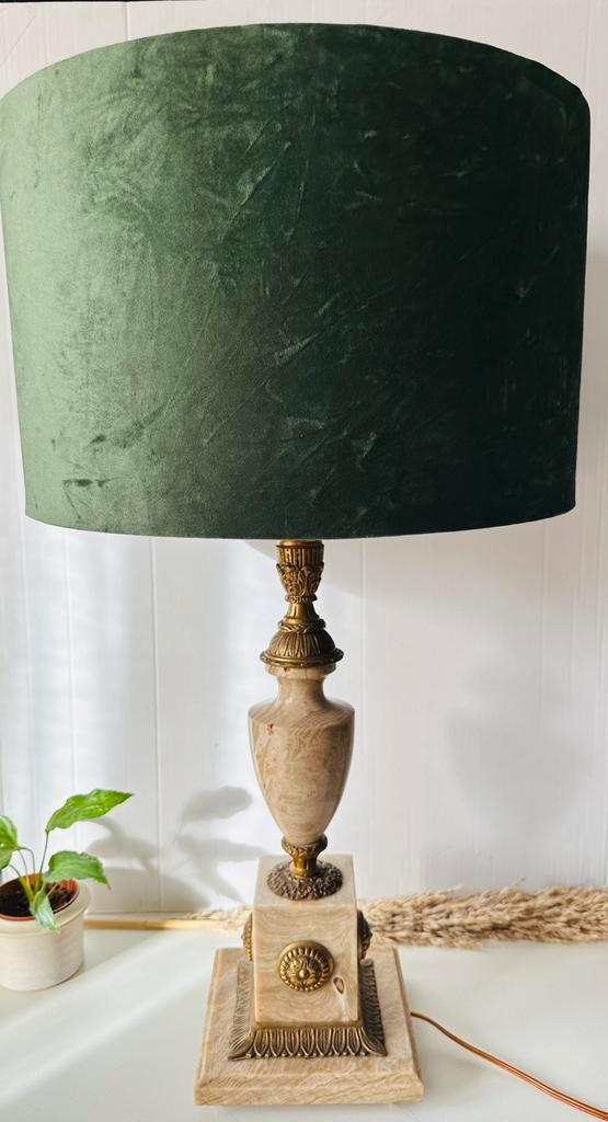 Vintage tafellamp marmer en messing groot!, Huis en Inrichting, Lampen | Tafellampen, Zo goed als nieuw, 50 tot 75 cm, Ophalen