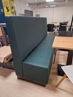 Treinbank - 240 cm - Donkergroen - Zwarte Houten Afwerking, Huis en Inrichting, Ophalen, Minder dan 75 cm, Driepersoons, Zo goed als nieuw