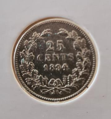 Nederland 25 cent 1894 Wilhelmina zilver beschikbaar voor biedingen