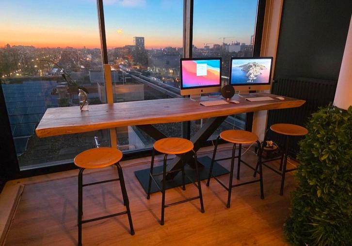 Lange, dikke Suar Houten Tafel met X-Poot 2,5m., Huis en Inrichting, Tafels | Eettafels, Zo goed als nieuw, 50 tot 100 cm, 200 cm of meer