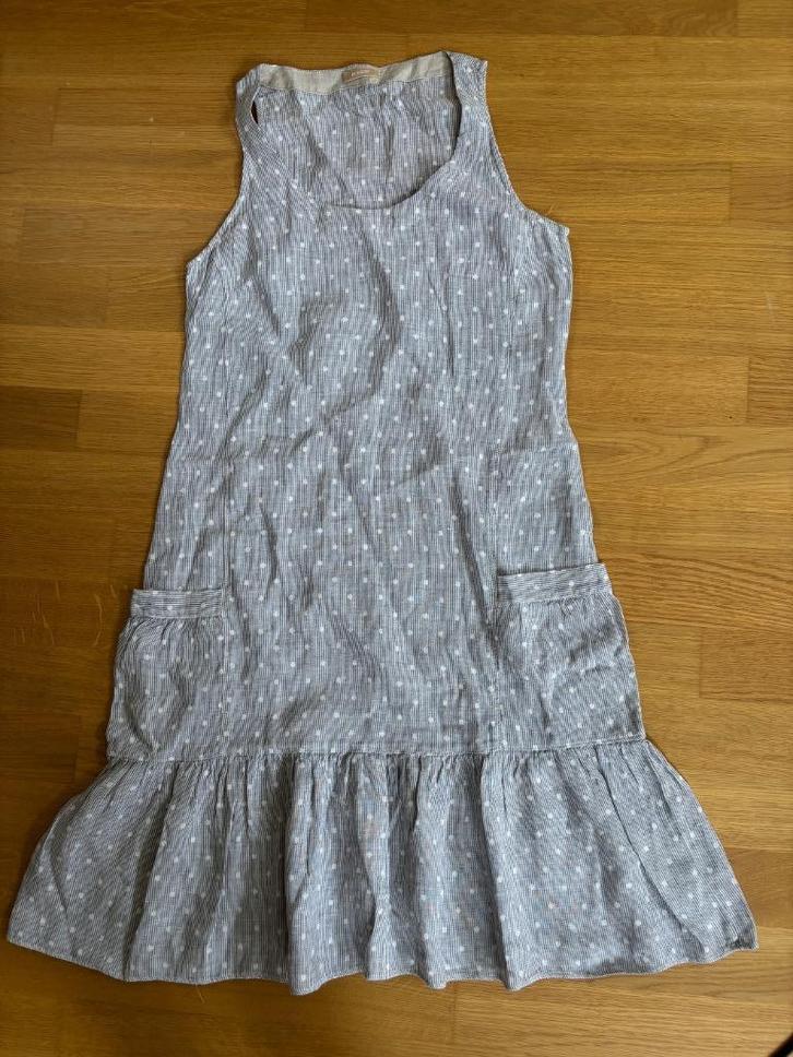 rosso35 by PAUW linnen jurk blauw/wit mouwloos 36-38, Kleding | Dames, Jurken, Gedragen, Maat 36 (S), Blauw, Knielengte, Verzenden