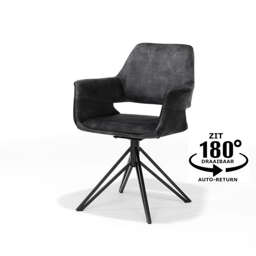 Armstoel Katy draaivoet stof aurora antraciet | Webshop, Huis en Inrichting, Stoelen, Nieuw, Eén, Metaal, Stof, Overige kleuren