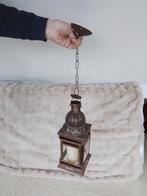 Vintage Metalen Lantaarn, Huis en Inrichting, Lampen | Hanglampen, Ophalen, Gebruikt, Vintage, Glas