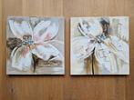 Schilderijen SET – Bloemen Canvas – 3D structuur- NIEUWSTAAT, 50 tot 75 cm, Ophalen of Verzenden, Zo goed als nieuw, Schilderij