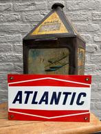 Emaille Atlantic motor oil pompbordje, Ophalen of Verzenden, Zo goed als nieuw, Reclamebord