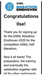 Startbewijs ASML Halve Marathon, Eén persoon