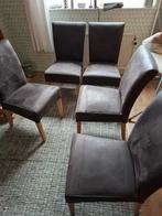 stoelen 5 stuks in zeer goede staat, Huis en Inrichting, Stoelen, Ophalen, Gebruikt, Bruin, Leer