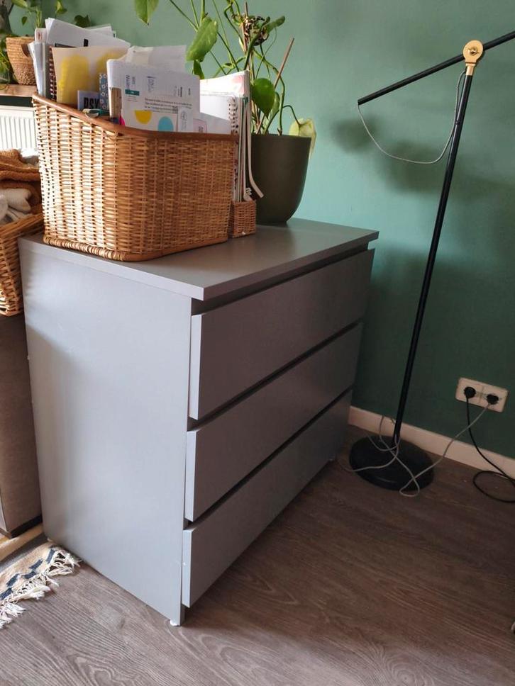 Ikea Malm 3 laden ladekast, grijs, Huis en Inrichting, Kasten | Ladekasten, Gebruikt, Minder dan 100 cm, 50 tot 100 cm, 25 tot 50 cm