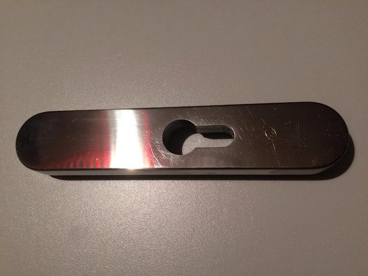 Smalschild beslag HVN RVS PC ROZET 162x33MM SKG**, Doe-het-zelf en Verbouw, Hang- en Sluitwerk, Gebruikt, Klink of Kruk, Rvs, Ophalen of Verzenden