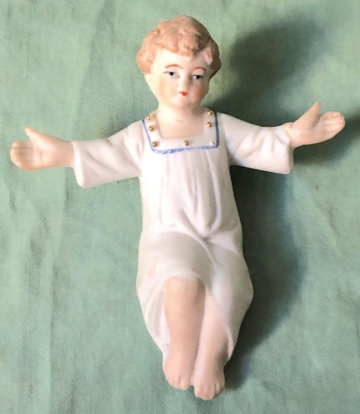 Biscuit porseleinen kribbe kindje Jezus, Antiek en Kunst, Antiek | Religie, Ophalen of Verzenden
