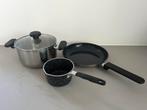 Pannenset -l Kookpan, Koekenpan, Steelpan, Huis en Inrichting, Keuken | Potten en Pannen, Gebruikt, Inductieplaat, Pannenset, Ophalen of Verzenden