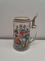 Duitse Glazen Bierpul met Tinnen Deksel, Antiek en Kunst, Antiek | Glas en Kristal, Ophalen of Verzenden