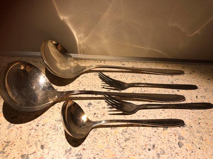Vintage Verzilverde Gero Soeplepels en Vorken Set, Antiek en Kunst, Antiek | Bestek, Ophalen
