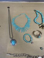 Turquoise juwelen ketting oorbellen armband, Overige materialen, Blauw, Nieuw, Ophalen of Verzenden