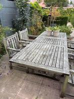 Teak tuinset met 5 stoelen - uitklapbare tafel, Ophalen, 5 zitplaatsen, Gebruikt, Eettafel