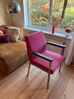 4 vintage eetkamer stoelen chrome jaren 70/80 roze/oranje, Huis en Inrichting, Stoelen, Ophalen, Metaal, Overige kleuren, Vintage