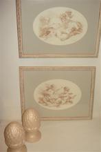 Set  van Twee SCHILDERIJEN, CHERUBIJNTJES, PUTTI, ENGELTJES, Antiek en Kunst, Ophalen of Verzenden