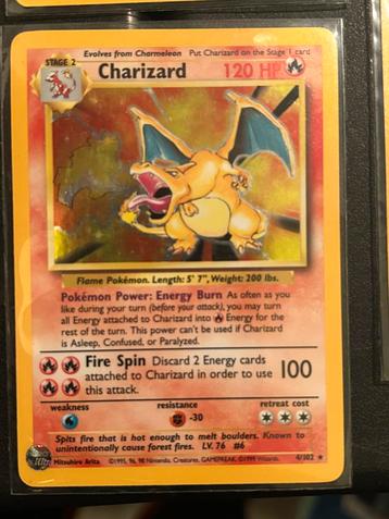 Pokemon charizard holo 4-102 base 1999 beschikbaar voor biedingen
