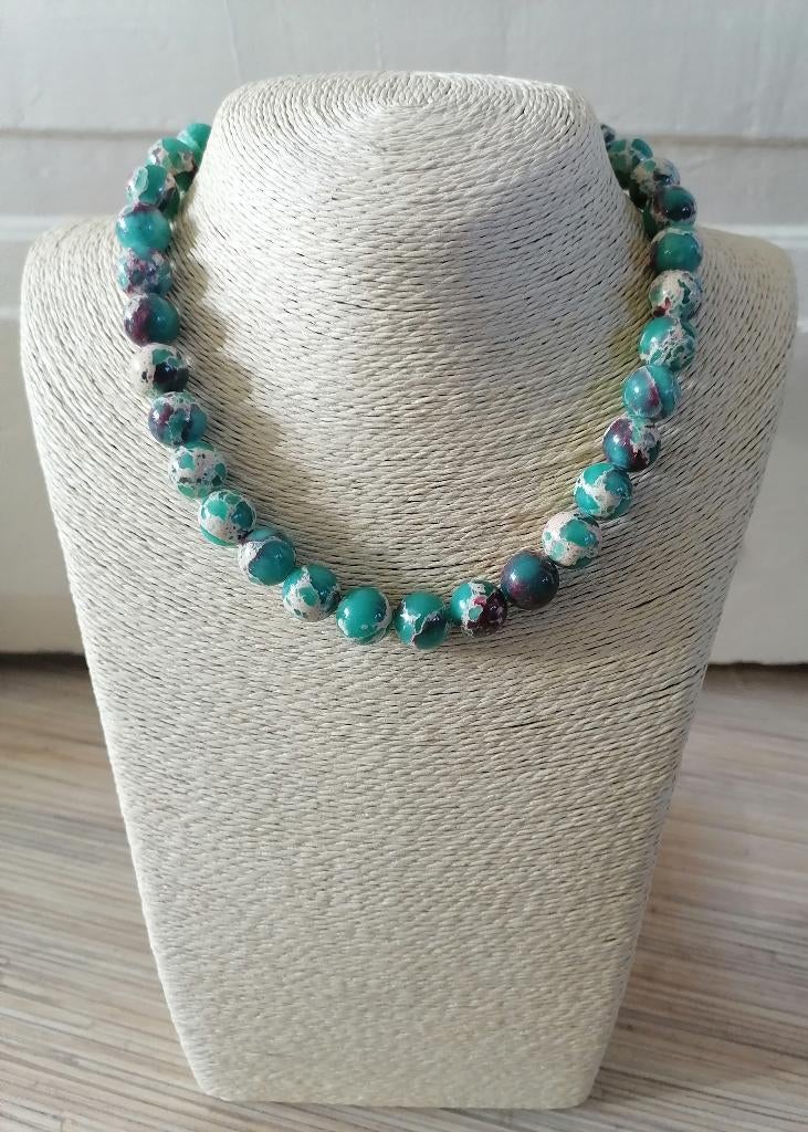 Nieuwe zelfgemaakte ketting met shoushan stenen kralen 12 mm, Verstelbaar, Overige kleuren, Nieuw, Ophalen of Verzenden