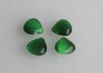 Groene cateye briolettes van ca. 14x14 mm. 4 stuks, Ophalen of Verzenden, Nieuw, Kraal